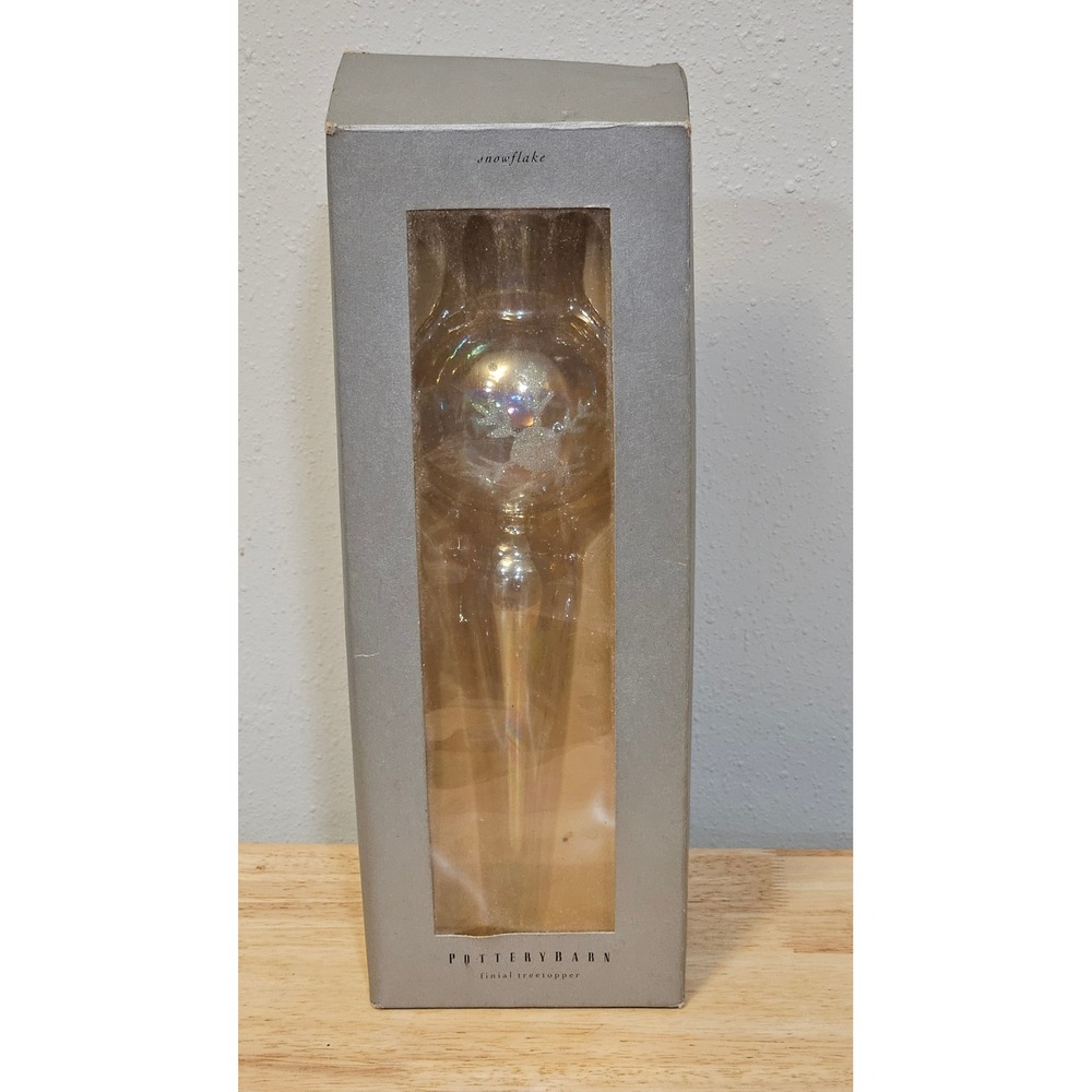 Pottery Barn Finial Tree Topper Iridescent Excellent Snowflake Glass